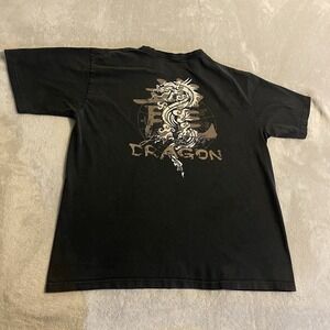 Dragon‎ Shirt Men Large Black Graphic Workout Streetwear Crazy Shirts Crew Neck